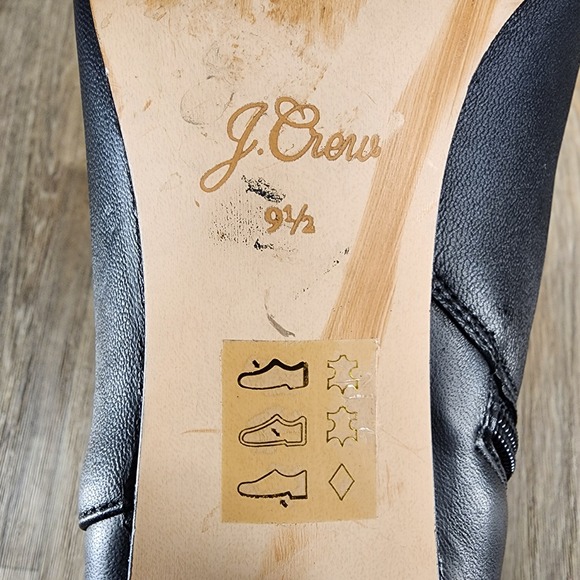 J. Crew Women's 9.5 Black Leather Pointed Toe Block Heel Ankle Boots Style AB129 - Picture 5 of 9